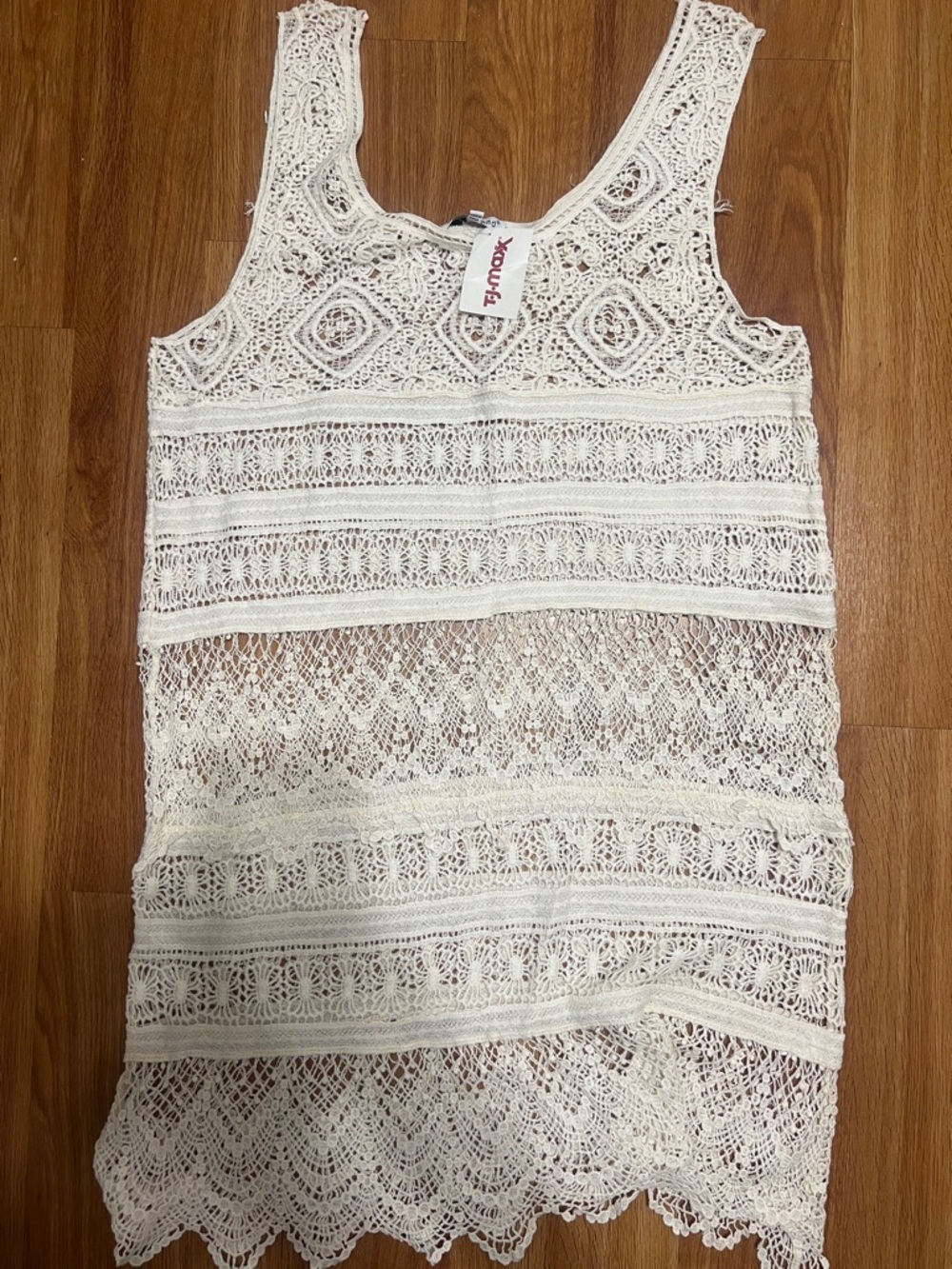 blue island Cream Crochet Lace Swim Coverup